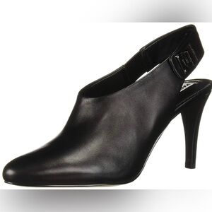 Karl Lagerfeld Maddie soft black leather pointed rounded toe sling-back heels 8